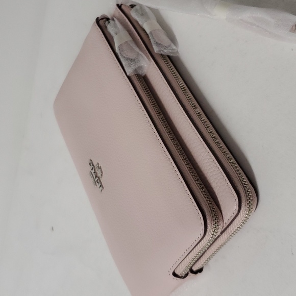 NWT Coach C5610 Double Zip Leather Wallet Silver/Ice Pink(Firm Price - Last One) - Picture 4 of 12